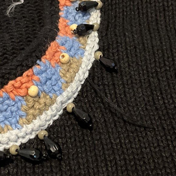 Storybook Knits Cardigan Sweater SZ Large Black Deco Glamour Knit Beaded - Picture 6 of 12